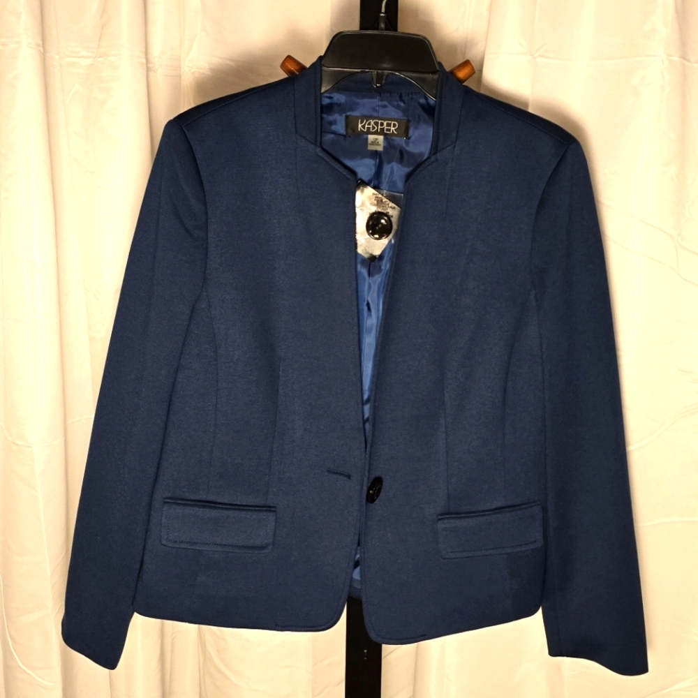 NWT - Dark Teal Blue Kasper Women's‎ Single Breasted Business Jacket